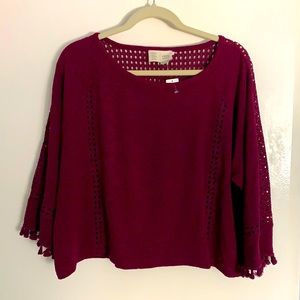 Cropped Plum Colored 3/4 Length Top